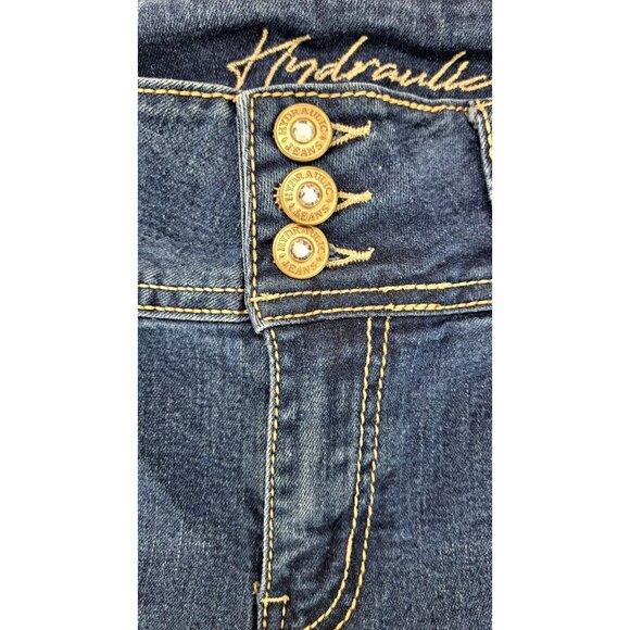 Hydraulic Women High Rise Embroidered Bootcut Jeans Size 7 Blue Bling Horseshoe - Picture 3 of 8